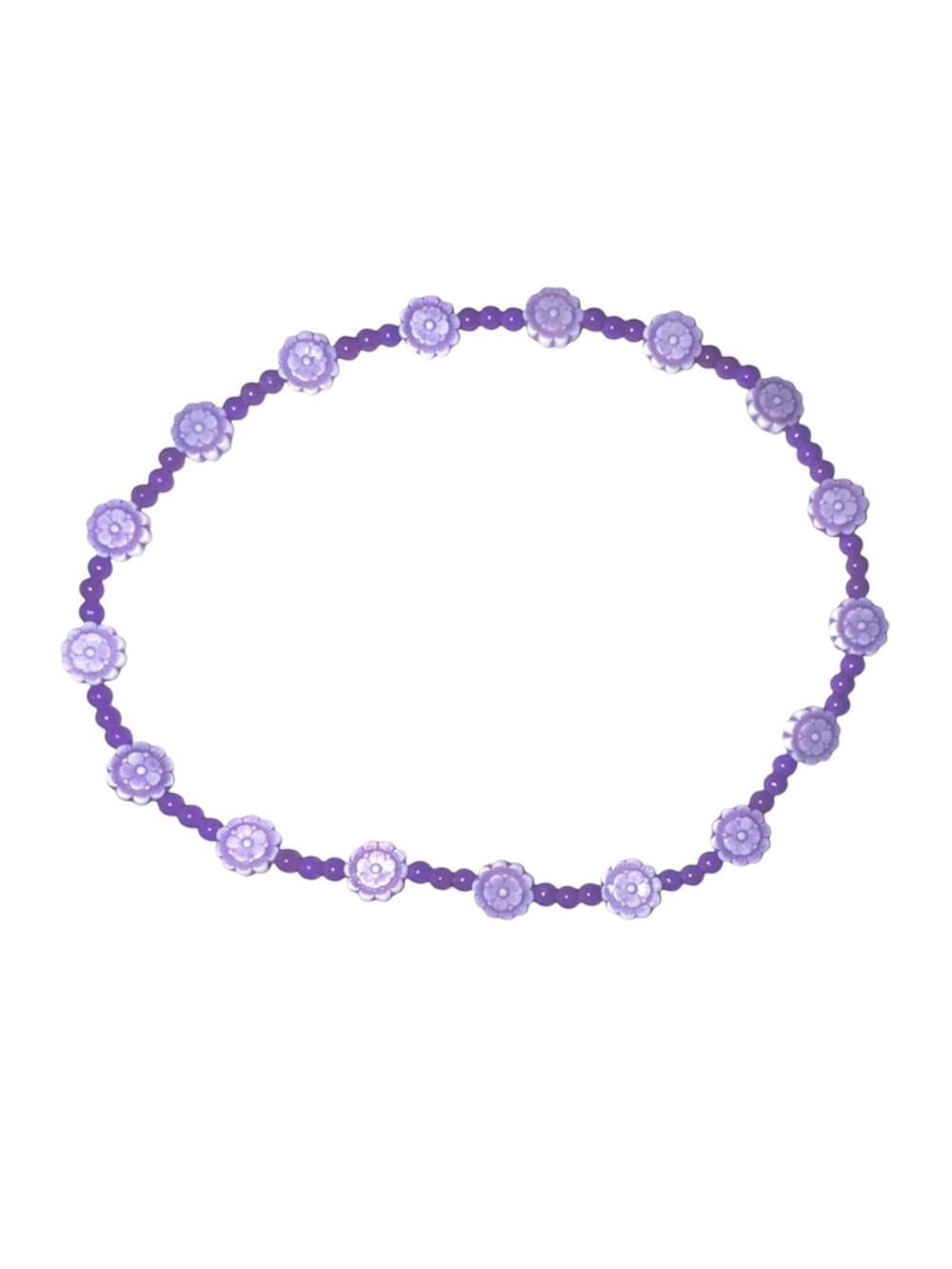 3 FOR $10 HANDCRAFTED Purple Floral Seed Y2K Style Beaded Choker Necklace